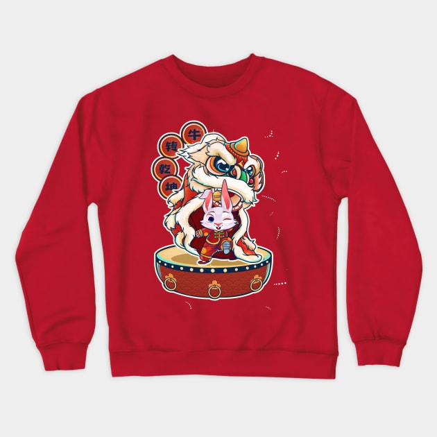 Year Of The Rabbit 2023 Chinese New Year 2023 Lion Dance Crewneck Sweatshirt by Sandra Holloman